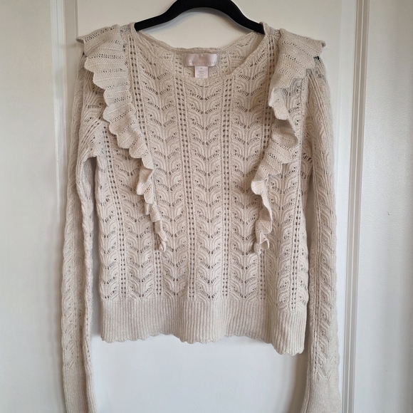 Rachel Parcell Beige Ruffle Knit Sweater - Picture 4 of 6